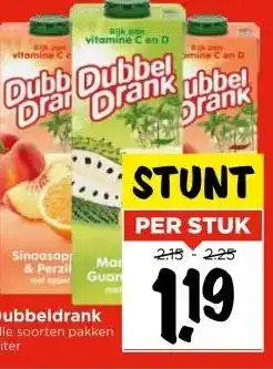 Vomar Voordeelmarkt Dubbeldrank Alle soorten pakken 1 liter aanbieding