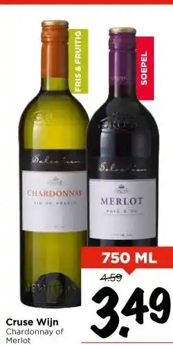 Vomar Voordeelmarkt Cruse Wijn Chardonnay of Merlot aanbieding