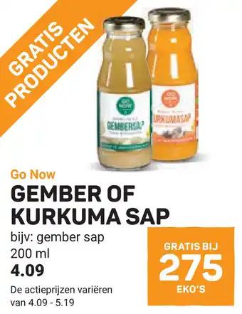 Ekoplaza Go Now Gember of kurkuma sap aanbieding