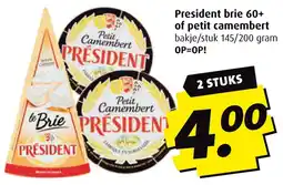 Boni President brie 60+ of petit camembert aanbieding