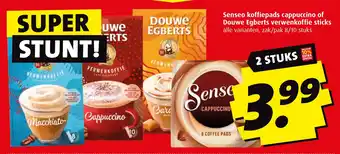 Boni Senseo koffiepads cappuccino of Douwe Egberts verwenkoffie sticks aanbieding