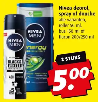 Boni Nivea deorol, spray of douche aanbieding