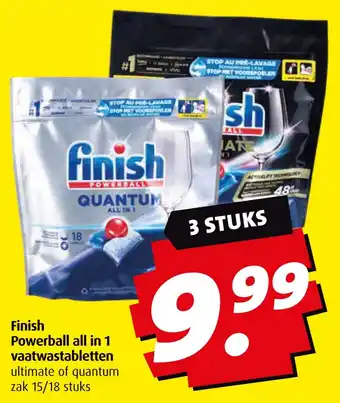 Boni Finish Powerball all in 1 vaatwastabletten aanbieding