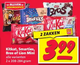 Nettorama Kitkat, Smarties, Bros of Lion Mini aanbieding