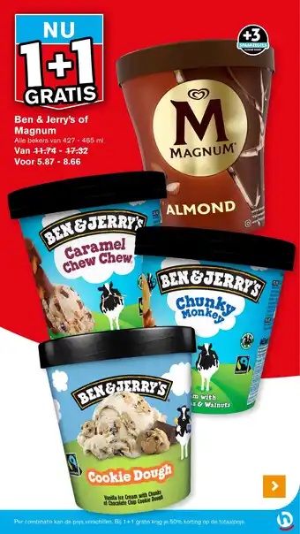 Hoogvliet Ben & Jerry's of Magnum aanbieding