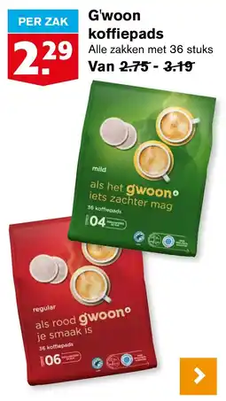 Hoogvliet G'woon koffiepads aanbieding