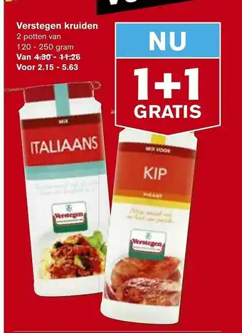 Hoogvliet Verstegen Kruiden 1+1 Gratis aanbieding