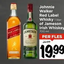 Vomar Voordeelmarkt Johnnie Walker Red Label Whisky 1 liter of Jameson Irish Whiskey aanbieding