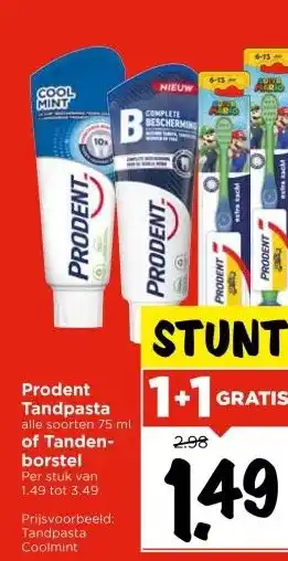 Vomar Voordeelmarkt Prodent Tandpasta alle soorten 75 ml of Tanden- borstel aanbieding