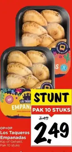 Vomar Voordeelmarkt Los Taqueros Empanadas Kip of Gehakt. Pak 10 stuks aanbieding