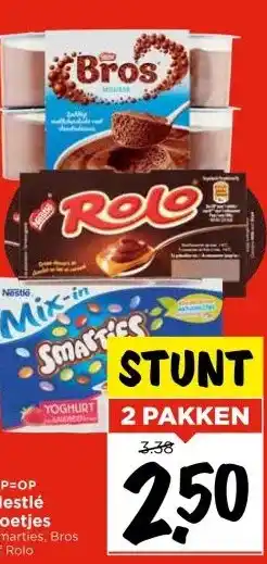 Vomar Voordeelmarkt OP=OP Nestlé Toetjes Smarties, Bros of Rolo aanbieding