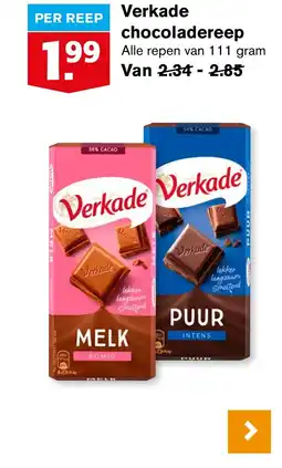 Hoogvliet Verkade chocoladereep aanbieding