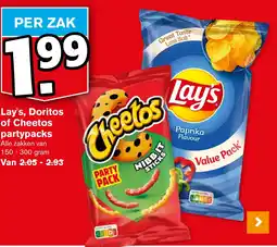 Hoogvliet Lay's, Doritos of Cheetos partypacks aanbieding