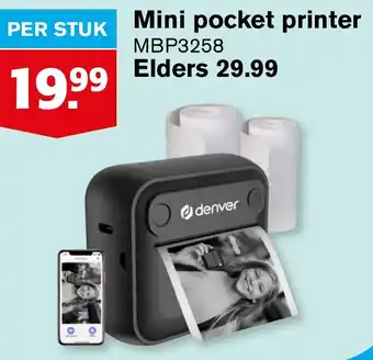 Hoogvliet Mini pocket printer MBP3258 aanbieding