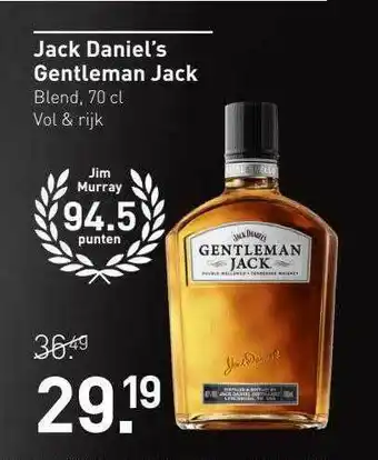 Gall & Gall Jack Daniel's Gentleman Jack Blend, 70 Cl Vol & Rijk aanbieding