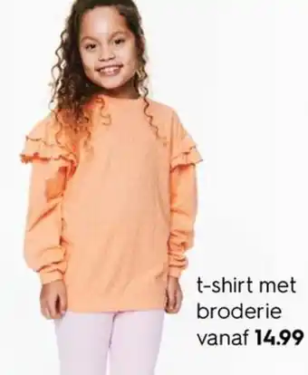 HEMA t-shirt met broderie aanbieding