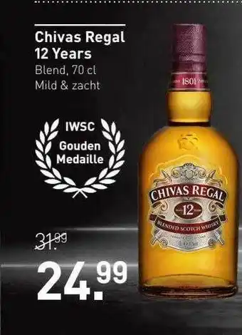 Gall & Gall Chivas Regal 12 Years Blend, 70 Cl Mild & Zacht aanbieding