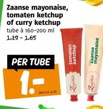 Poiesz Zaanse mayonaise, tomaten ketchup of curry ketchup aanbieding