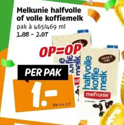 Poiesz Melkunie halfvolle of volle koffiemelk aanbieding