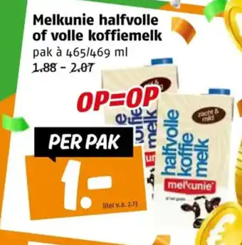 Poiesz Melkunie halfvolle of volle koffiemelk aanbieding