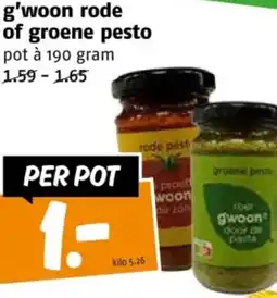 Poiesz g'woon rode of groene pesto aanbieding