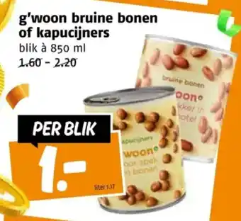 Poiesz g'woon bruine bonen of kapucijners aanbieding