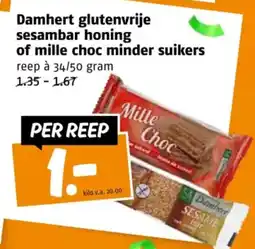 Poiesz Damhert glutenvrije sesambar honing of mille choc minder suikers aanbieding