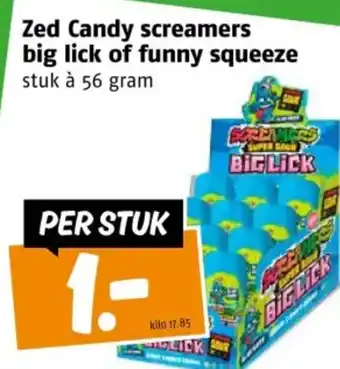 Poiesz Zed Candy screamers big lick of funny squeeze stuk à 56 gram aanbieding