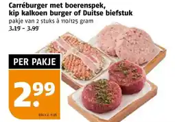 Poiesz Carréburger met boerenspek, kip kalkoen burger of Duitse biefstuk aanbieding