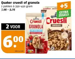 Poiesz Quaker cruesli of granola aanbieding