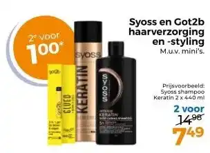 Trekpleister Syoss en Got2b haarverzorging en -styling M.u.v. mini's. aanbieding