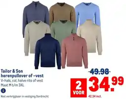 Makro Tailor & Son herenpullover of vest aanbieding