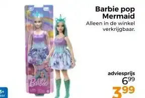 Trekpleister Barbie pop Mermaid Alleen in de winkel verkrijgbaar. aanbieding