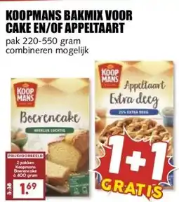 MCD Supermarkt KOOPMANS BAKMIX VOOR CAKE EN/OF APPELTAART aanbieding