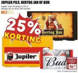 MCD Supermarkt JUPILER PILS, HERTOG JAN OF BUD aanbieding