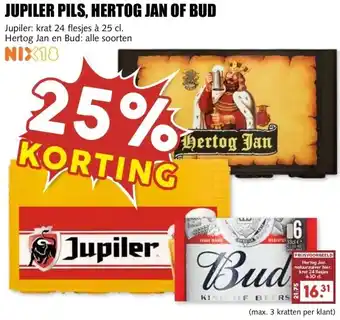 MCD Supermarkt JUPILER PILS, HERTOG JAN OF BUD aanbieding