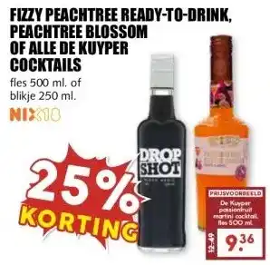 MCD Supermarkt FIZZY PEACHTREE READY-TO-DRINK, PEACHTREE BLOSSOM OF ALLE DE KUYPER COCKTAILS aanbieding