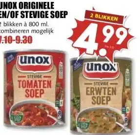 MCD Supermarkt UNOX ORIGINELE EN/OF STEVIGE SOEP aanbieding