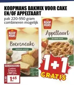 MCD Supermarkt KOOPMANS BAKMIX VOOR CAKE EN/OF APPELTAART aanbieding