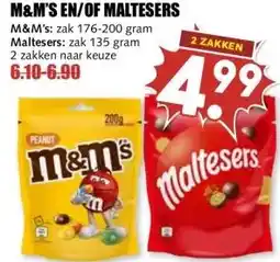 MCD Supermarkt M&M'S EN/OF MALTESERS aanbieding