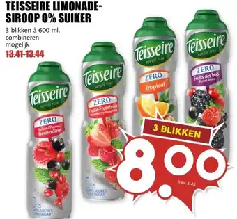 MCD Supermarkt TEISSEIRE LIMONADE- SIROOP 0% SUIKER aanbieding