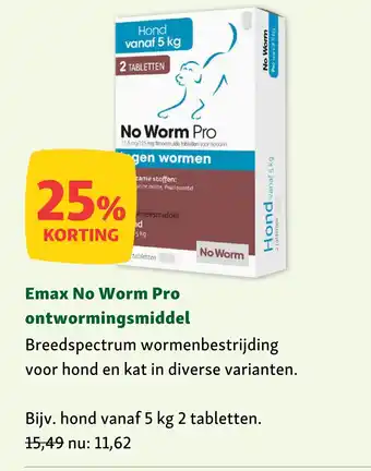 Maxi Zoo Emax No Worm Pro ontwormingsmiddel aanbieding