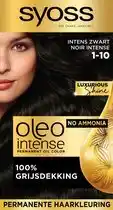 Bol.com Syoss Oleo Intense - 1-10 Intens Zwart - Haarverf - Permanent - 1 stuk aanbieding