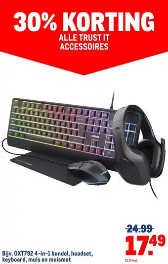 Makro Bijv. GXT792 4-in-1 bundel, headset, keyboard, muis en muismat aanbieding