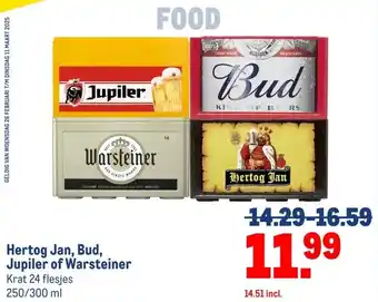 Makro Hertog Jan, Bud, Jupiler of Warsteiner aanbieding