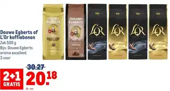 Makro Douwe Egberts of L'Or koffiebonen aanbieding