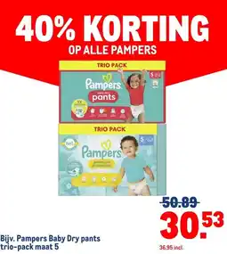 Makro Bijv. Pampers Baby Dry pants trio-pack maat 5 aanbieding