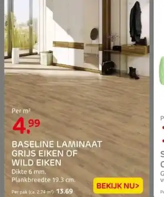 Praxis Baseline laminaat grijs eiken of wild eiken aanbieding