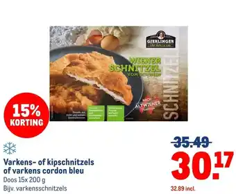 Makro Varkens- of kipschnitzels of varkens cordon bleu aanbieding