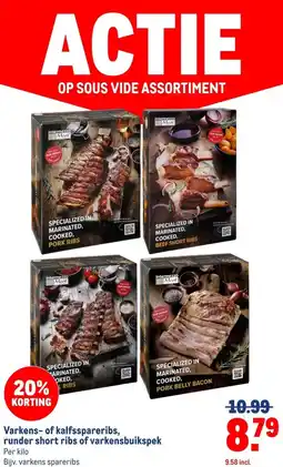 Makro Varkens- of kalfsspareribs, runder short ribs of varkensbuikspek aanbieding